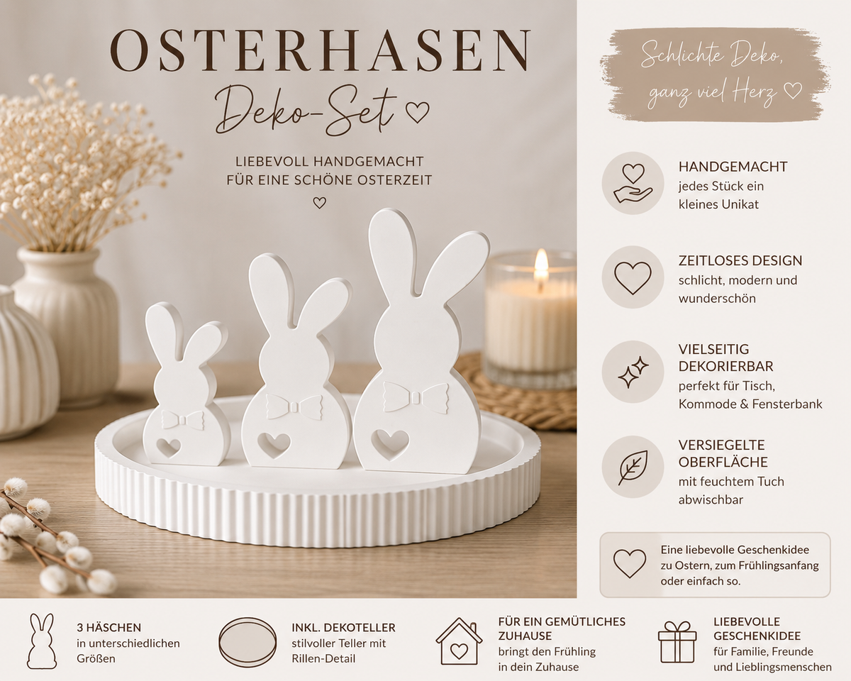 Hasen-Deko im Set – Stilvolle Oster- & Frühlingsdekoration