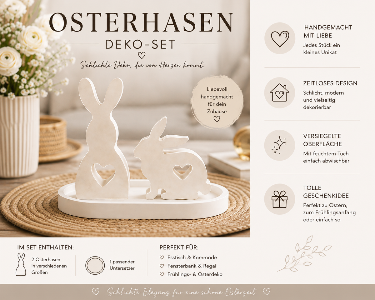 Hasendeko mit Herz – Perfekt für Ostern und Frühlingsdekoration