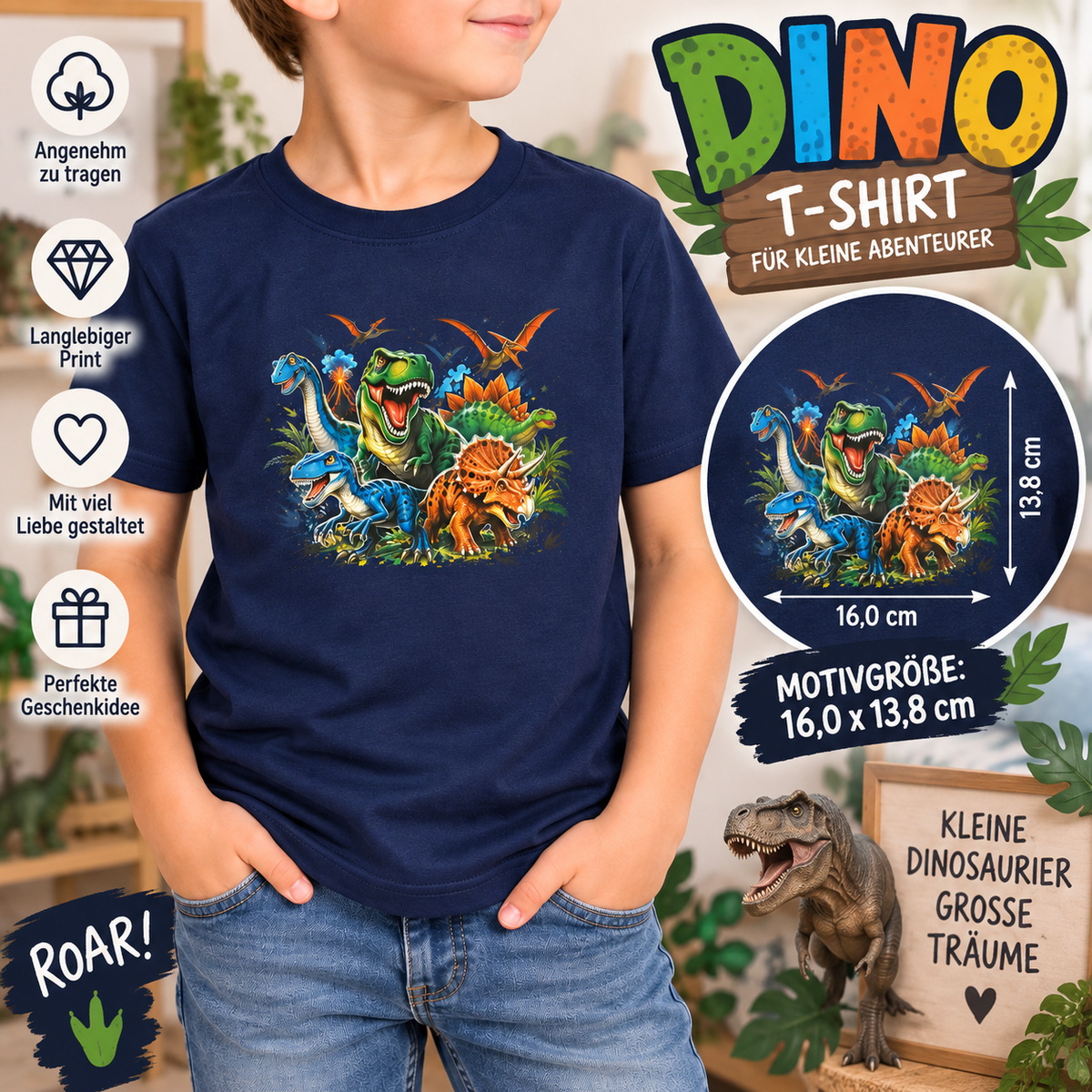 Dinosaurier Kinder T-Shirt – für kleine Abenteurer